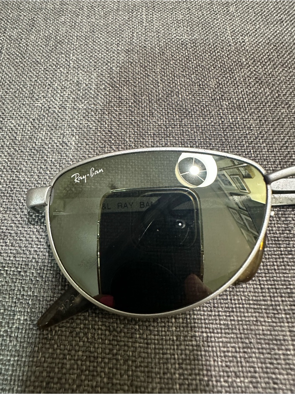 Ray-Ban Silver Oval Sunglasses with Dark Green Lenses - Picture 8 of 10